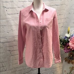 C. Wonder Pink & White Stripe Button Shirt-S